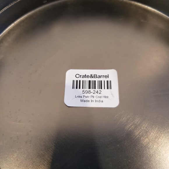 CRATE AND BARREL Links Pewter Centerpiece Pillar Candle Holder - Picture 5 of 7